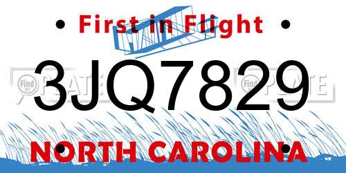 3JQ7829 North Carolina License Plate