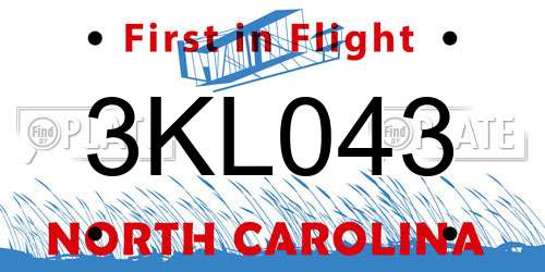 3KL043 North Carolina License Plate