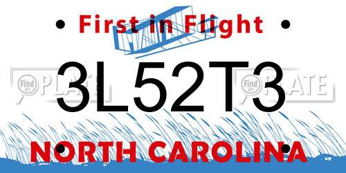 3L52T3 North Carolina License Plate