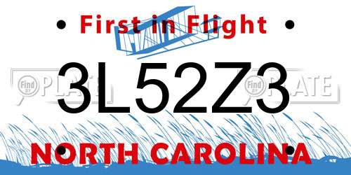 3L52Z3 North Carolina License Plate