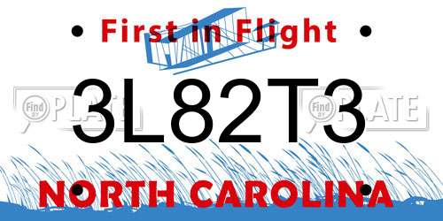 3L82T3 North Carolina License Plate