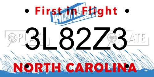 3L82Z3 North Carolina License Plate