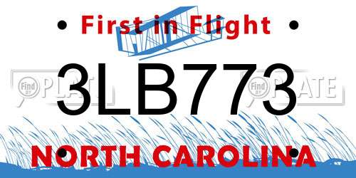 3LB773 North Carolina License Plate
