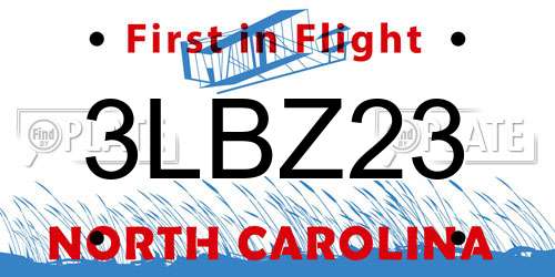 3LBZ23 North Carolina License Plate