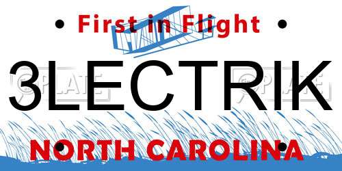 3LECTRIK North Carolina License Plate