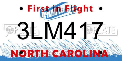 3LM417 North Carolina License Plate