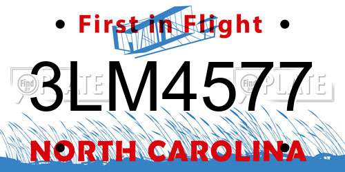 3LM4577 North Carolina License Plate