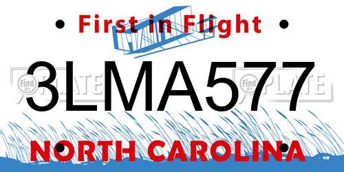 3LMA577 North Carolina License Plate