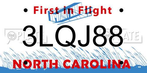 3LQJ88 North Carolina License Plate