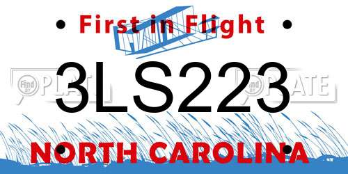 3LS223 North Carolina License Plate