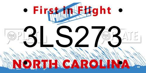 3LS273 North Carolina License Plate