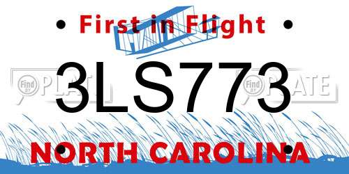 3LS773 North Carolina License Plate