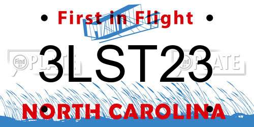 3LST23 North Carolina License Plate