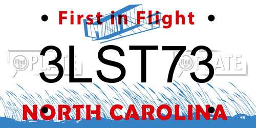3LST73 North Carolina License Plate