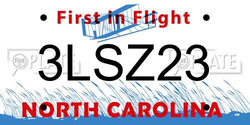 3LSZ23 North Carolina License Plate