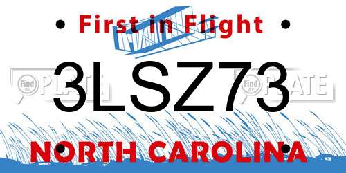 3LSZ73 North Carolina License Plate