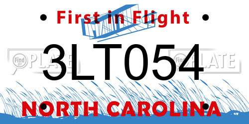 3LT054 North Carolina License Plate