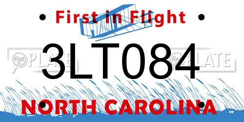 3LT084 North Carolina License Plate