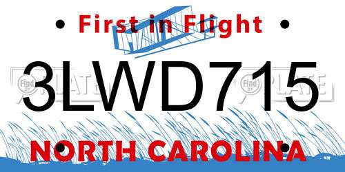 3LWD715 North Carolina License Plate