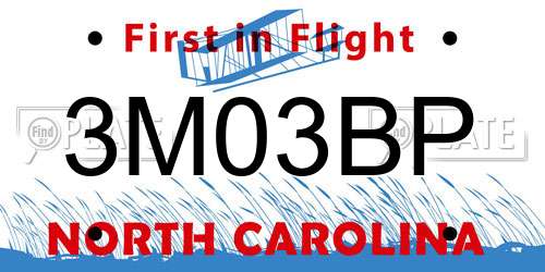 3M03BP North Carolina License Plate