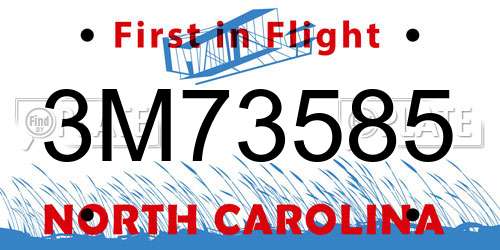 3M73585 North Carolina License Plate