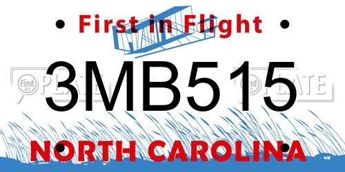 3MB515 North Carolina License Plate