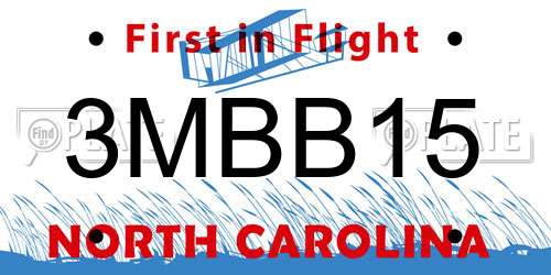 3MBB15 North Carolina License Plate