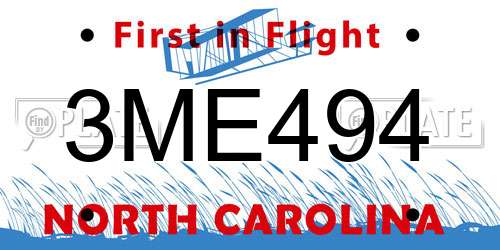 3ME494 North Carolina License Plate