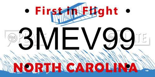 3MEV99 North Carolina License Plate