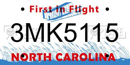 3MK5115 North Carolina License Plate