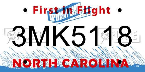 3MK5118 North Carolina License Plate