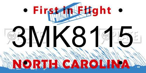3MK8115 North Carolina License Plate