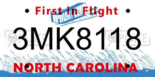 3MK8118 North Carolina License Plate