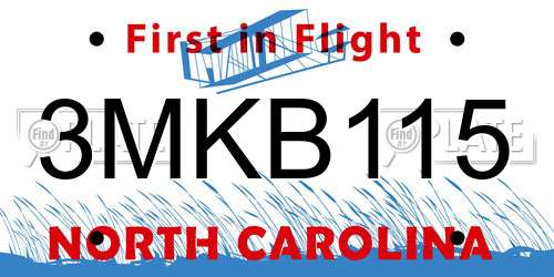 3MKB115 North Carolina License Plate