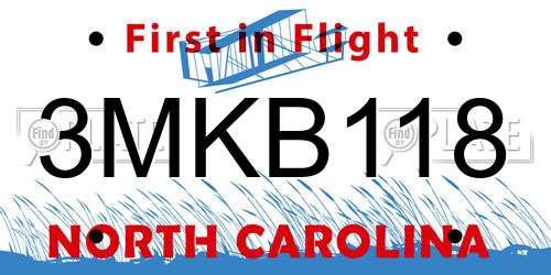 3MKB118 North Carolina License Plate