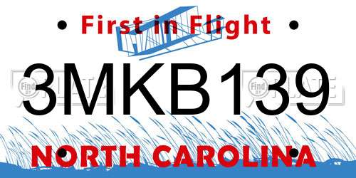 3MKB139 North Carolina License Plate