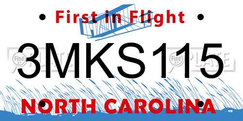 3MKS115 North Carolina License Plate