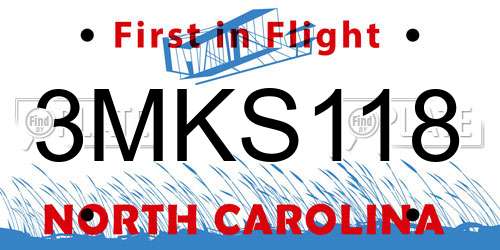 3MKS118 North Carolina License Plate