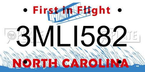 3MLI582 North Carolina License Plate