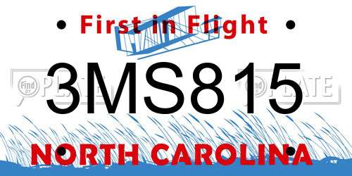 3MS815 North Carolina License Plate