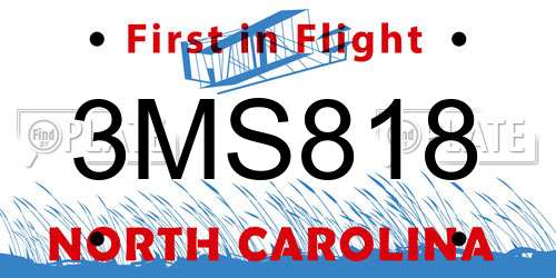 3MS818 North Carolina License Plate