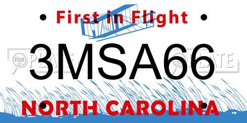 3MSA66 North Carolina License Plate