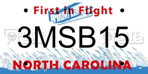 3MSB15 North Carolina License Plate