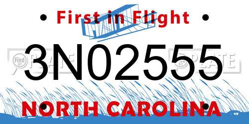 3N02555 North Carolina License Plate