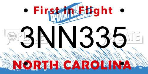 3NN335 North Carolina License Plate