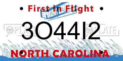 3O44I2 North Carolina License Plate