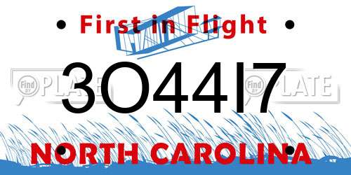 3O44I7 North Carolina License Plate