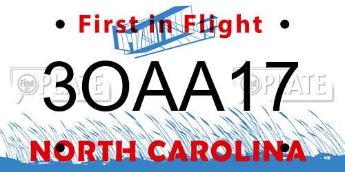 3OAA17 North Carolina License Plate