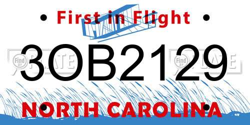 3OB2129 North Carolina License Plate