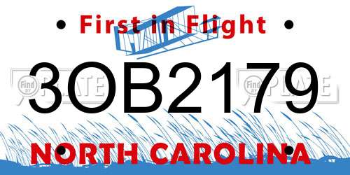 3OB2179 North Carolina License Plate